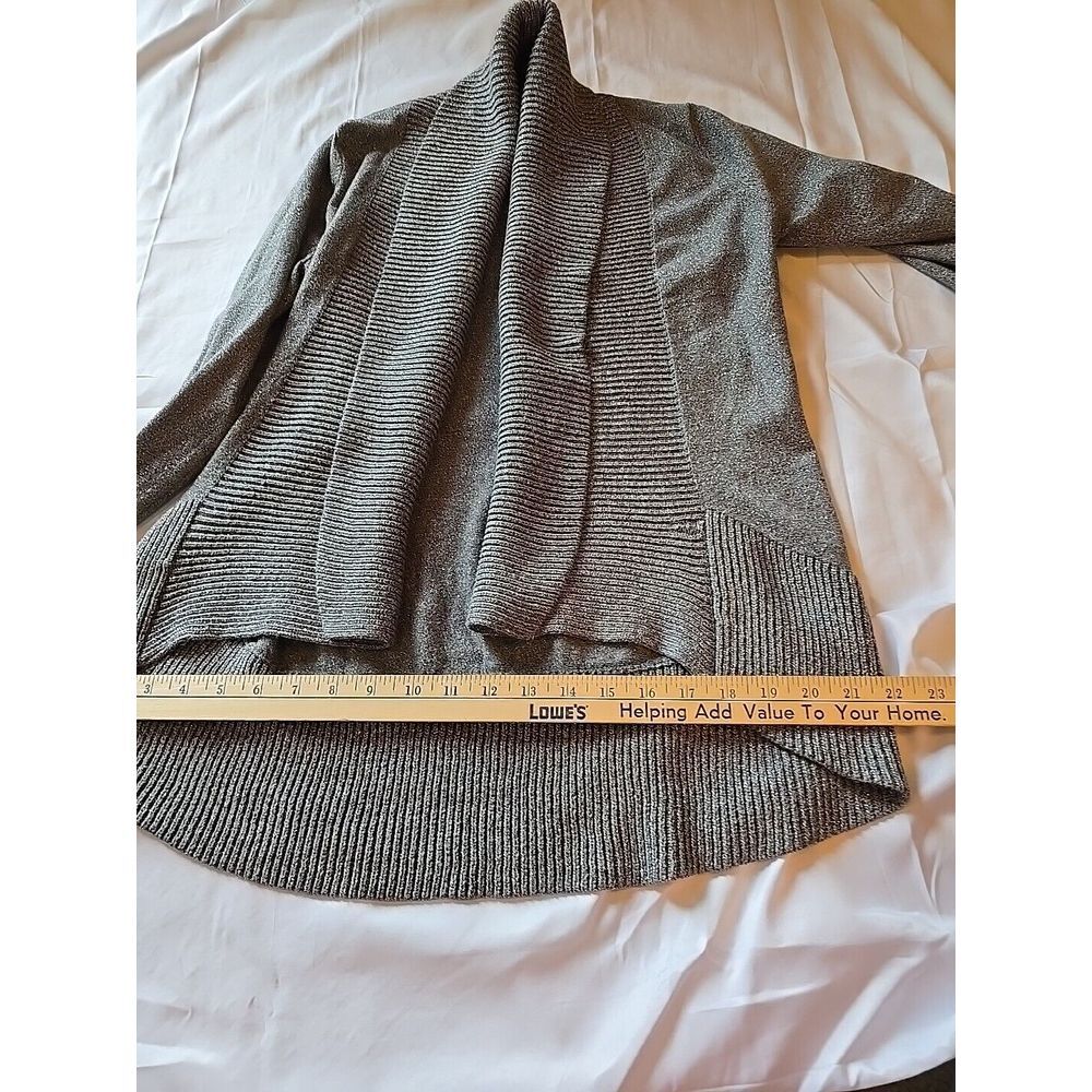 INC International Concept Grey Silver Metallic Shawl Collar Cardigan Size Medium - Picture 8 of 10